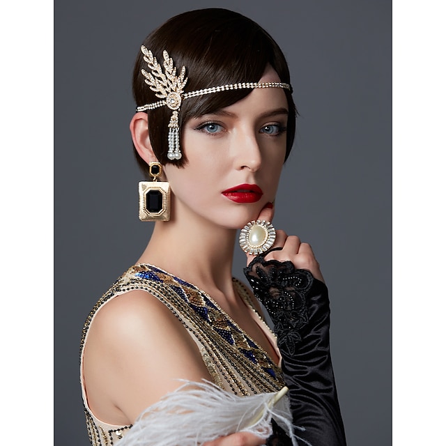  Retro Vintage Loucos anos 20 Anos 20 Faixa De Cabelo Estilo Melindrosa Decoração de Cabelo O Grande Gatsby Mulheres Espetáculo Festa / Noite Negócio / Cerimônia / Casamento