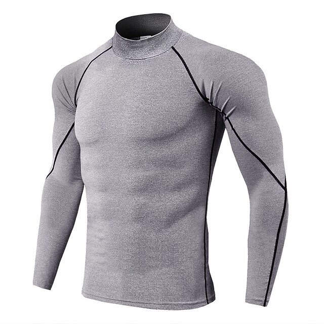 Sports & Outdoors Running, Jogging & Walking | Mens Long Sleeve High Neck Compression Shirt Running Shirt Running Base Layer Str