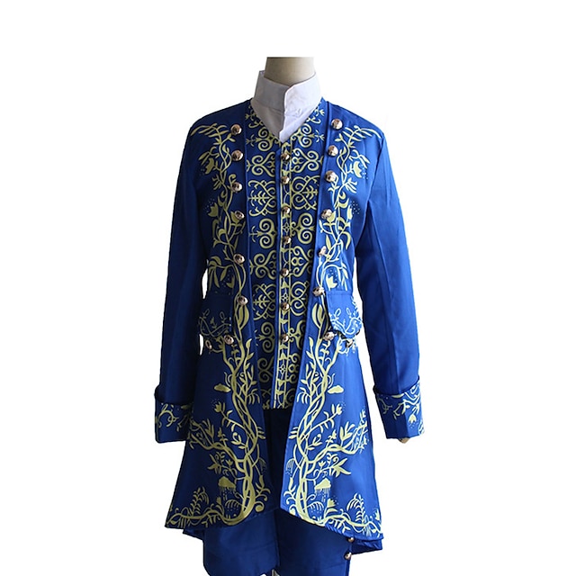  Vintage Inspirert Kostymer i middelalderstil Drakter Maskerade Ytterklær Normal Prins Aristokrat Outlander Trykt mønster Herre Royal Fest Karneval i Venezia Voksne Frakk Vest Trøye