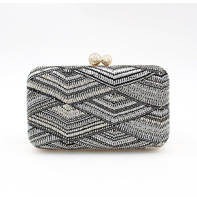 Women's Chain Polyester / Synthetic Evening Bag Striped Gray / Fall & Winter
