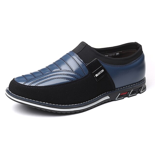  Men's Comfort Shoes Fall / Winter British / Preppy Daily Outdoor Loafers & Slip-Ons Leather Breathable Non-slipping Wear Proof Black / Blue / Brown Striped / Buckle