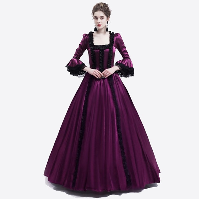  Princess Maria Antonietta Floral Style Rococo Victorian Renaissance Vacation Dress Dress Party Costume Masquerade Women's Lace Costume Purple Vintage Cosplay Christmas Halloween Party / Evening 3/4