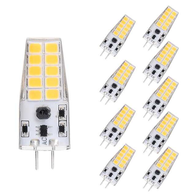  10stk 5w led maislys LED bi-pin lys 300 lm G4 T 20 LED perler SMD 2835 varm hvit hvit 12 V
