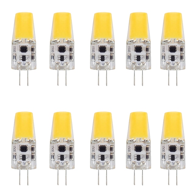  10 pezzi 4 W Luci LED Bi-pin 400 lm G4 T 1 Perline LED COB Bianco caldo Bianco 12 V / CE