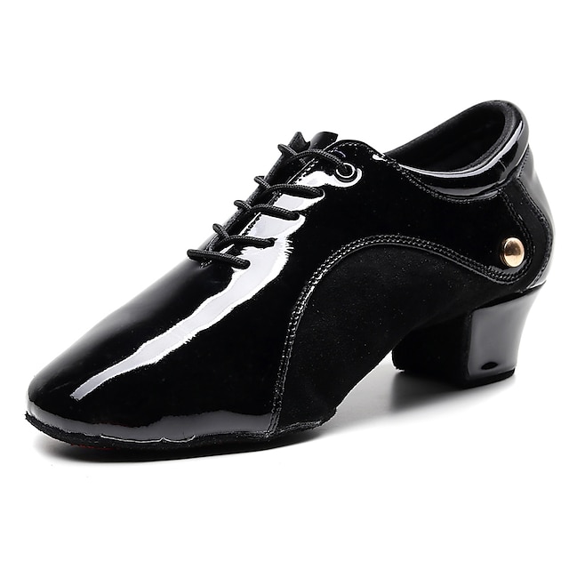  Homens Sapatos de Dança Sapatos de Jazz Oxford Têni Salto Grosso Preto Com Cadarço / Espetáculo / Ensaio / Prática
