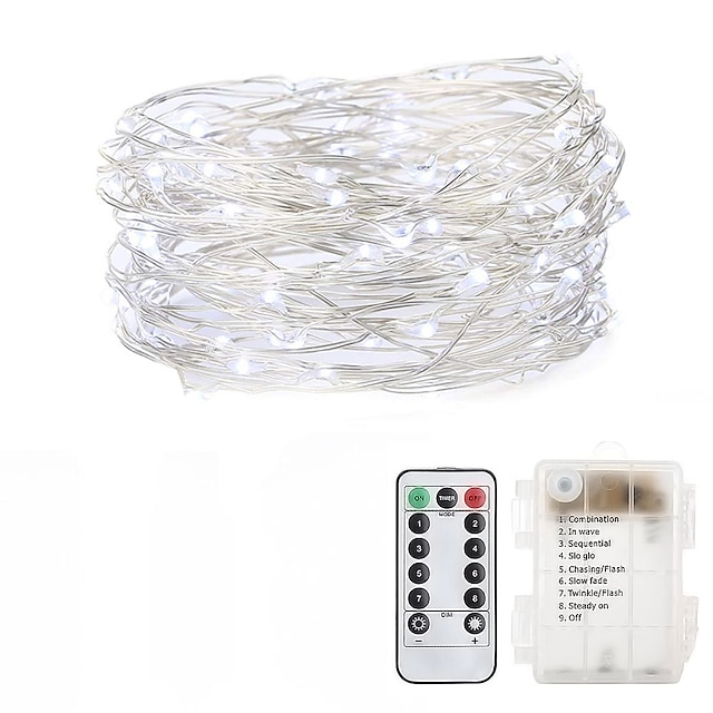  Fairy Lights 5M 50 LED Battery Operated with Remote Control Timer Waterproof Copper Wire Twinkle String Lights for Bedroom Indoor Outdoor Wedding Dorm Decor