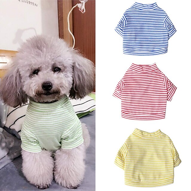  Dog Shirt / T-Shirt Puppy Clothes Stripes Casual / Daily Simple Style Dog Clothes Puppy Clothes Dog Outfits Yellow Red Blue Costume for Girl and Boy Dog Cotton XS S M L