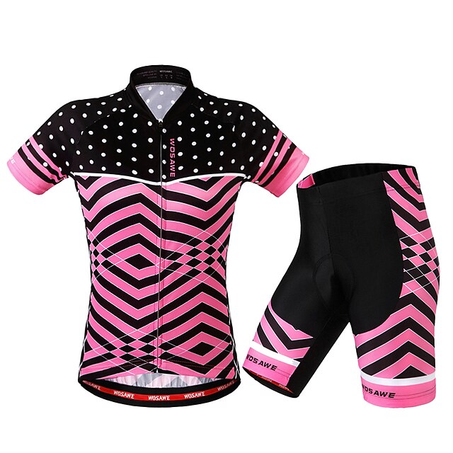  WOSAWE Mulheres Camisa de ciclismo com shorts Manga Curta Ciclismo de Montanha Ciclismo de Estrada Vermelho Moto Calção Camisa / Roupas Para Esporte Conjuntos Tapete 3D Respirável Bolso Traseiro