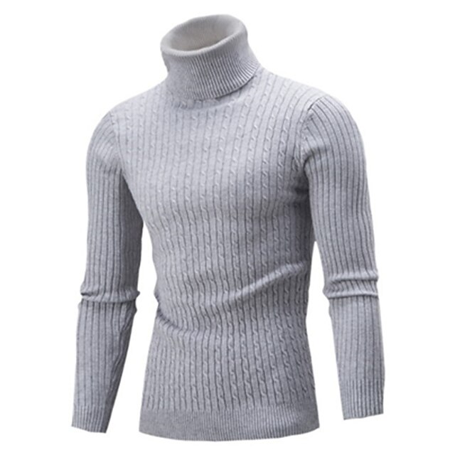 Men's Sweater Turtleneck Sweater Pullover Knit Knitted Braided Solid ...