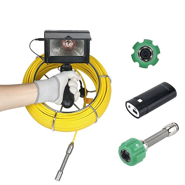 30M 4.3 inch 17mm  Handheld Industrial Pipe Sewer Inspection Video Camera  IP68 Waterproof Drain Pipe Sewer Inspection Camera System 1000 TVL Camera with 8pcs LED Lights