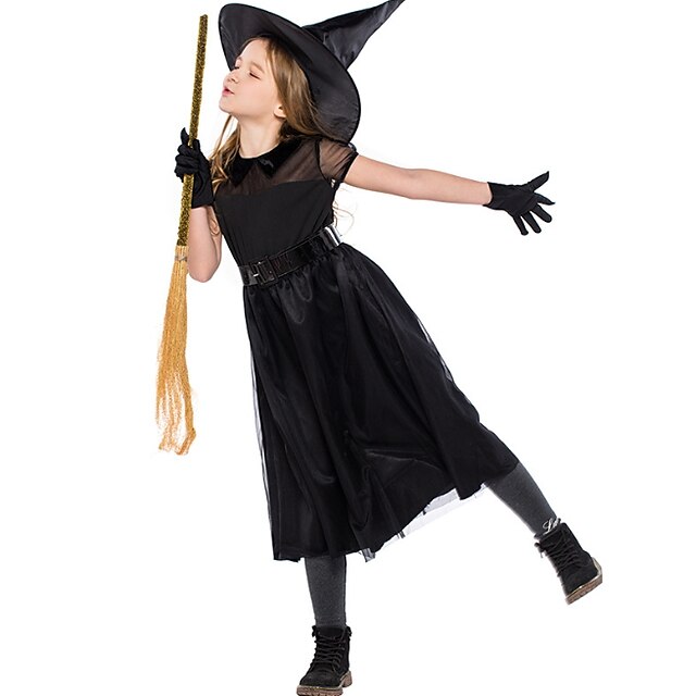  Witch Costume Girls' Fairytale Theme Halloween Performance Cosplay Costumes Theme Party Costumes Girls' Dance Costumes Tulle Tulle