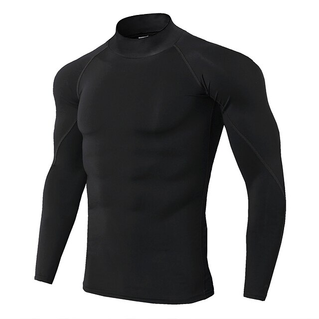 Sports & Outdoors Running, Jogging & Walking | Mens Long Sleeve High Neck Compression Shirt Running Shirt Running Base Layer Str