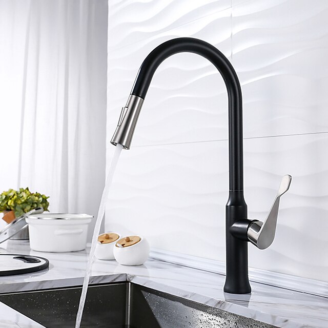  Kitchen faucet - Single Handle One Hole Stainless Steel / Painted Finishes / Brushed Steel Pull-out / ­Pull-down / Tall / ­High Arc Centerset Contemporary Kitchen Taps