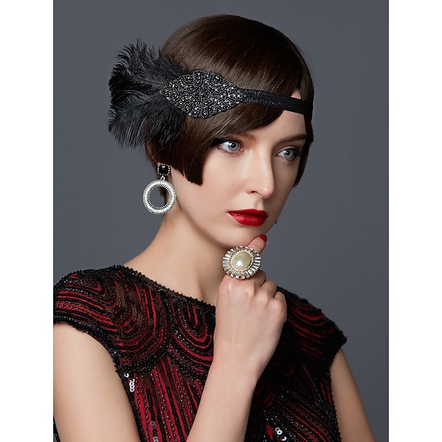  The Great Gatsby Fascia per capelli da ballerina charleston 1920s / Stile anni '20 Per donna Dorato / Bianco / Nero Cristalli / Pelle Feste Graduazione Accessori Cosplay Mascherata costumi