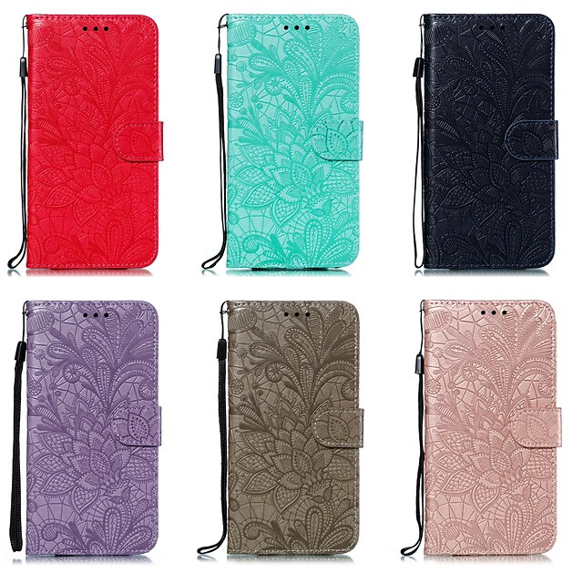  Phone Case For LG Full Body Case Leather LG V40 LG K30 LG K40 Card Holder Shockproof Flower / Floral PU Leather