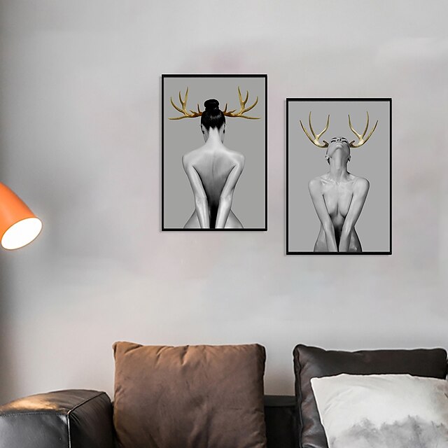  2 Panle Wall Art Canvas Prints Painting Artwork Picture Portrait Woman Home Decoration Décor Stretched Frame Ready to Hang