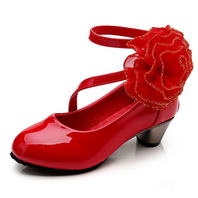  Mädchen Absätze Schuhe für das Blumenmädchen Prinzessin Schuhe Halloween PU Kleine Kinder (4-7 Jahre) Alltag Blume Rot Rosa Herbst