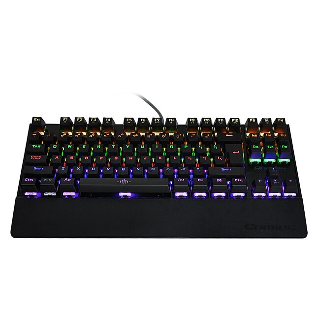  tastatură mecanică pentru jocuri 87 taste cu comutator albastru, iluminat iluminare din spate, cu tastatură anti-fantomă, cu tastatură