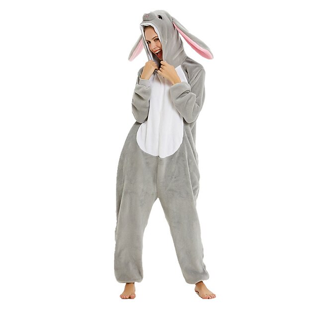 Teenager Adults' Kigurumi Pajamas Nightwear Camouflage Rabbit Bunny Animal Onesie Pajamas Flannelette Cosplay For Men and Women Christmas Animal Sleepwear Cartoon Festival / Holiday Costumes2