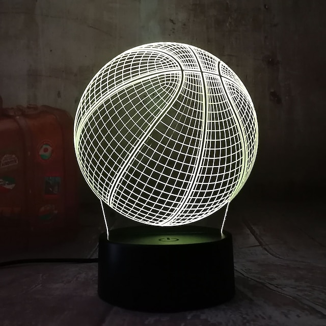  3D Basketball Nachtlicht optische Täuschung Lampe mit 7 Farben ändern Smart Touch Geburtstag Valentinstag Geschenk für Sportfan Jungen Mädchen