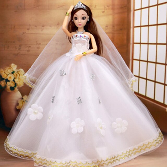  Doll accessories Doll Clothes Doll Dress Wedding Dress Party / Evening Wedding Ball Gown Print Satin / Tulle Tulle Lace Satin For 11.5 Inch Doll Handmade Toy for Girl's Birthday Gifts  Doll Not