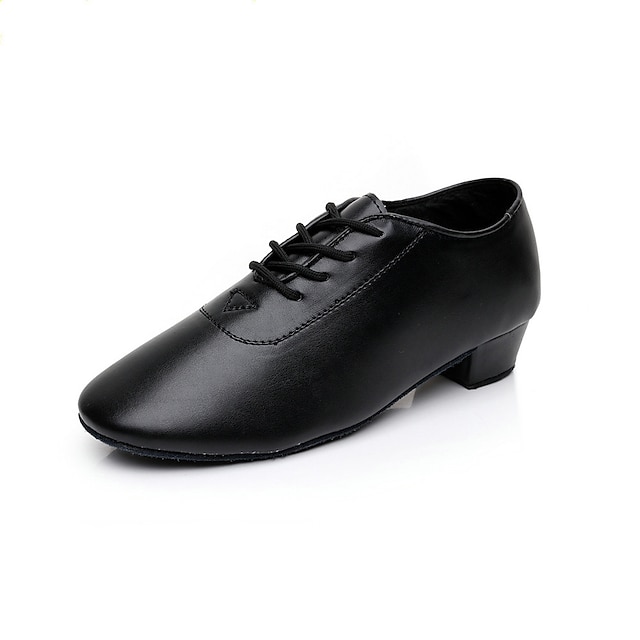  Boys Latin Shoes Ballroom Dance Shoes Line Dance Performance Indoor Ballroom Dance Heel Thick Heel Black