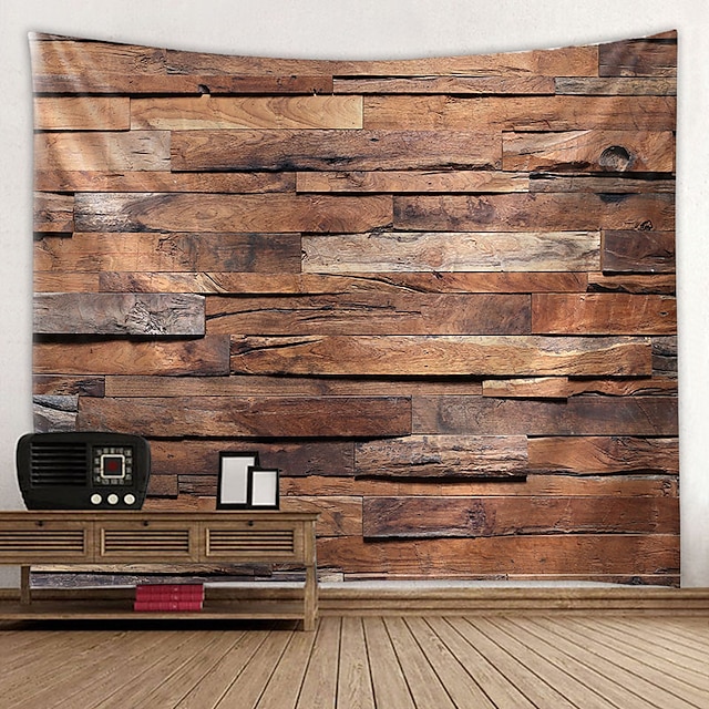Geometric Hanging Tapestry Wall Art Large Wall Tapestry Decor Backdrop Blanket Curtain Mural Home Bedroom Living Room Decoration Rustic Wood Board Plank 11