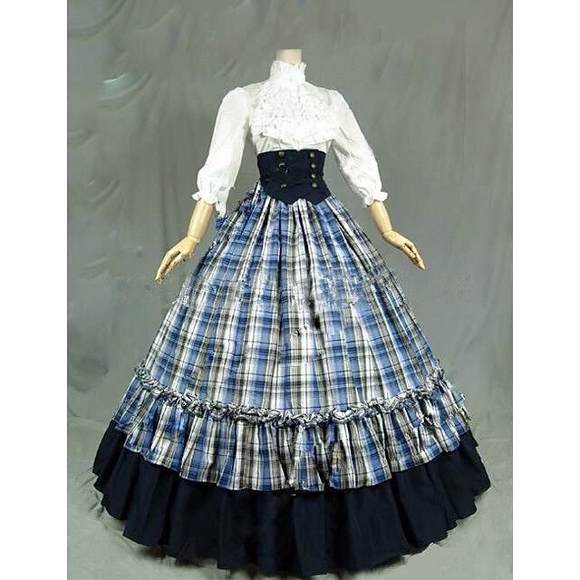  Gotická Lolita šaty na dovolenou Šaty Plesové šaty Dámské Dívčí japonština Cosplay kostýmy Bílá Retro Košíček Poloviční rukáv Na zem