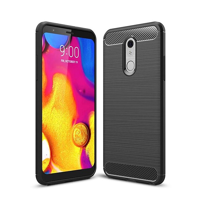  hoesje voor lg v40 lg stylo 5 lg g7 schokbestendig ultradunne achterkant effen gekleurde koolstofvezel behuizing