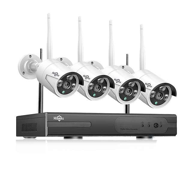  Hiseeu 3MP Wireless CCTV System3MP 4CH Powerful NVR IP IR-CUT CCTV Camera IP Security System Surveillance Kits