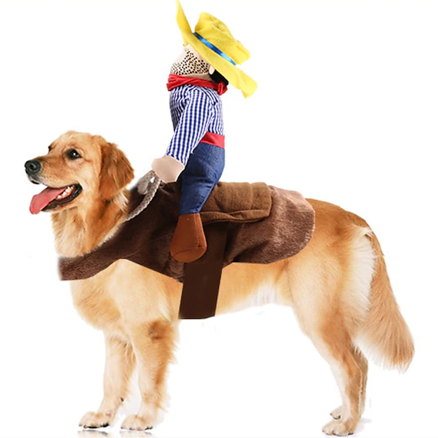 Cowboy Rider Dog Costume - Dog Costumes for Small Dogs or Cats, Dogs Clothes Knight Style with Doll and Hat for Day Pet Costumedog halloween costumes 7