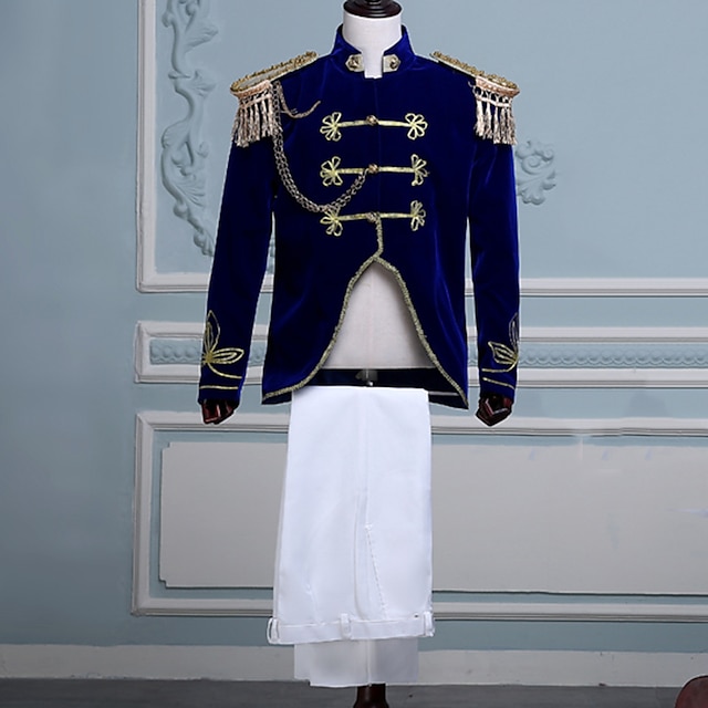  Retro Středověké Kabát Kalhoty Úbory Maškarní Svrchní oblečení Princ Aristokrat Pánské Kalhoty Párty Kabát