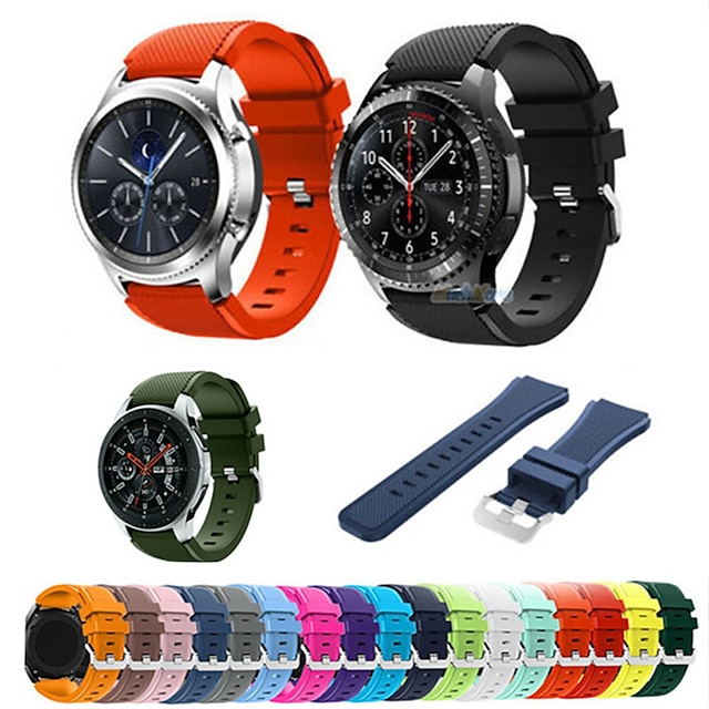  Slimme horlogeband voor Samsung Galaxy Watch 46mm 3 45mm Gear S3 Classic Frontier 2 Neo Live Siliconen Smartwatch Band Zacht Elastisch Ademend Sportband Vervanging Polsbandje
