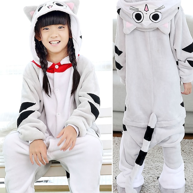 Toys & Hobbies Cosplay & Costumes | Kids Kigurumi Pajamas Unicorn Cat Tiger Onesie Pajamas Flannelette White / Yellow / Black / 