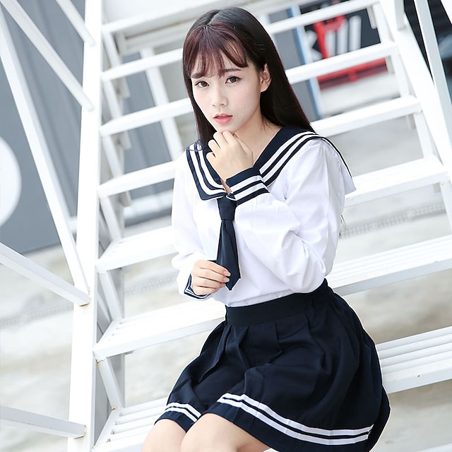  Inspired by Cosplay Schoolgirls Anime Cosplay Costumes Japanese Cosplay Suits School Uniforms Skirts Top Bow For Women's / Bow Tie / Bow Tie