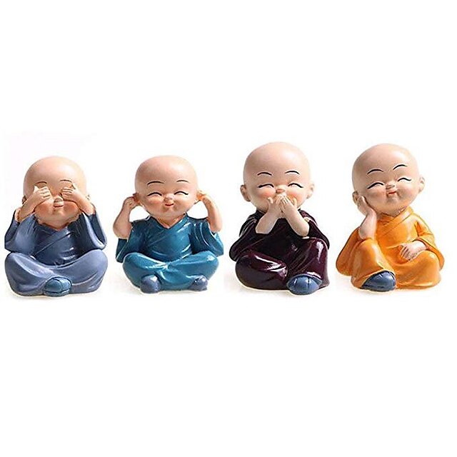  4pcs creative Chinese little monk statue sculpture resin home decoration accessories mini monk gift