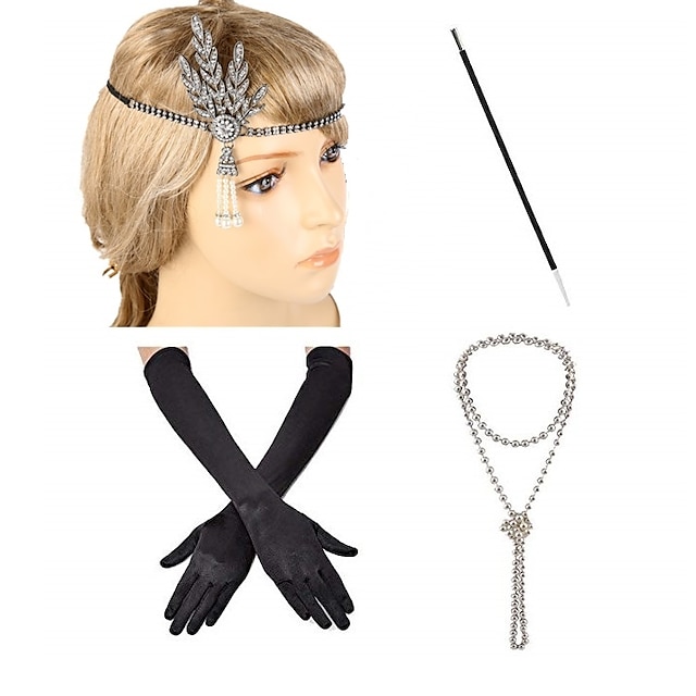  Headbands Pearl Necklace Halloween Costume Outfits 1920s Halloween Alloy For The Great Gatsby Cosplay Women's Costume Jewelry Fashion Jewelry / Gloves / Cigarette Stick / Gloves / Cigarette Stick