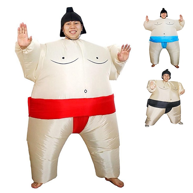  Lutador Sumo Fantasias de Cosplay Artigos de Halloween Baile de Máscara Homens Mulheres Cosplay de Filmes Preto / Vermelho / Azul Mais Acessórios Dia Das Bruxas Carnaval Dia da Criança Poliéster