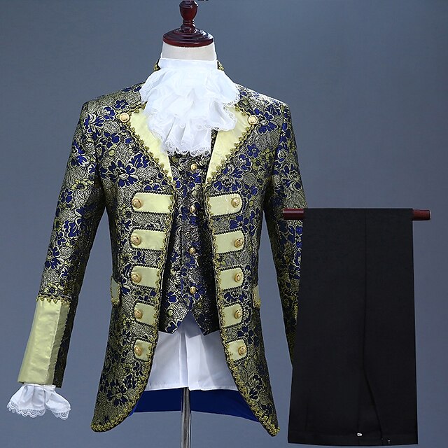 Retro Vintage Medieval Coat Corset Pants Outfits Masquerade Prince ...
