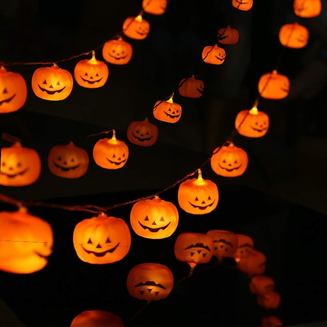  halloween gresskar ledede strenglys 3m 9.84ft 20 ledede ferielys 3d jack o lanterne for utendørs dekor flimrende mote