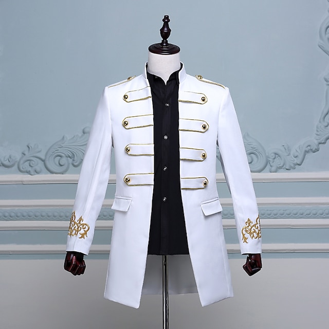  Elegant Classical Retro Vintage Coat Masquerade Outerwear Prince Aristocrat Slim Fit Solid Colored Ball Gown Men's New Year Valentine's Day Party Masquerade Cocktail Party Adults' Coat Spring Fall