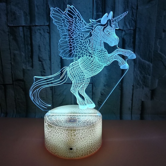  Unicorn 3D LED Night Light Dimmable Nightlight Bedside Lamp 7 Colors Changing Touch Best Unicorn Toys Birthday for Girls Boys