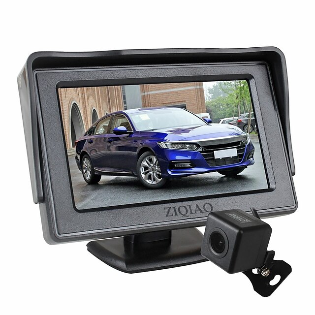  ZIQIAO 4.3 Inch Foldable Car Monitor TFT LCD Display Cameras Reverse Camera Parking System for Car Rear View Monitors Kit