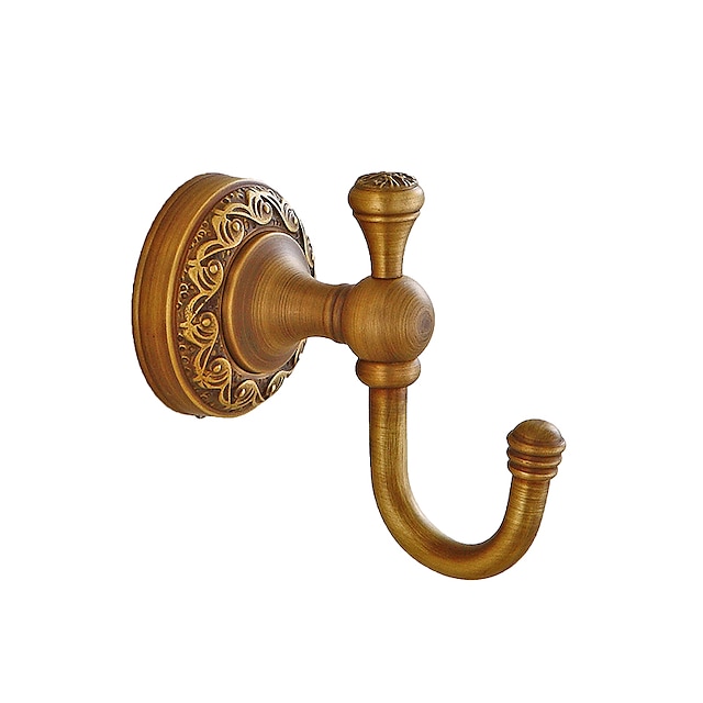 Home & Garden Bath Accessories | Robe Hook Carved Antique Brass for Bathroom Wall Mounted Electroplated Hook 1PC - MT54134