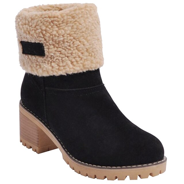  Women's Boots Snow Boots Suede Shoes Block Heel Boots Daily Solid Colored Booties Ankle Boots Winter Chunky Heel Round Toe Preppy Suede Loafer Camel Black Orange