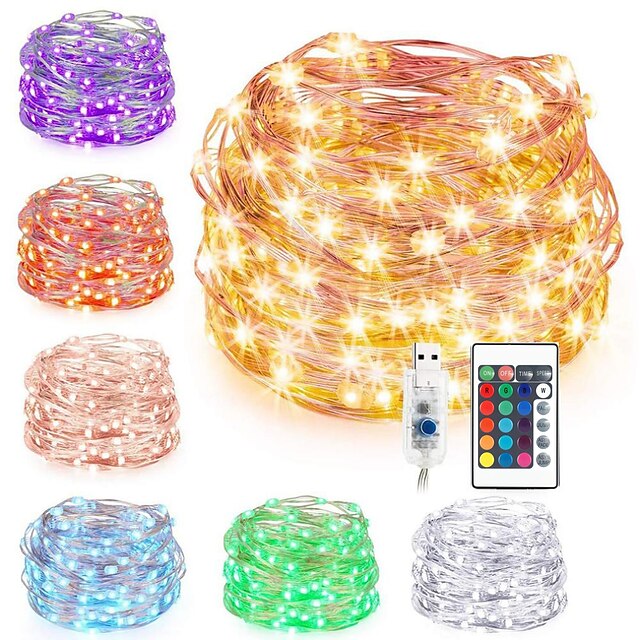  Maple Leave Fairy Lights Fall Decorations 10m LED String Lights 16 Colors USB Remote Control 100LEDs Cuttable Gypsophila Firefly Light Christmas Tree Decoration Lights USB Party 5 V 1 set