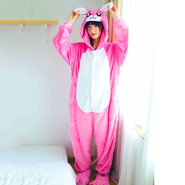 Toys & Hobbies Cosplay & Costumes | Adults Kigurumi Pajamas Rabbit Bunny Onesie Pajamas Flannelette Pink Cosplay For Men and Wom