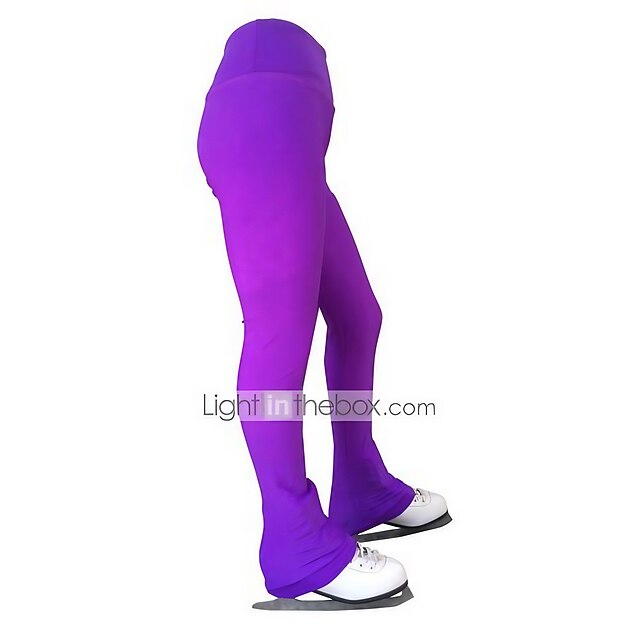 Figure Skating Pants Women's Girls' Ice Skating Tights Leggings Outfits Violet Spandex High Elasticity Training Skating Wear Handmade Solid Colored Classic Long Pant Ice Skating Figure Skating4