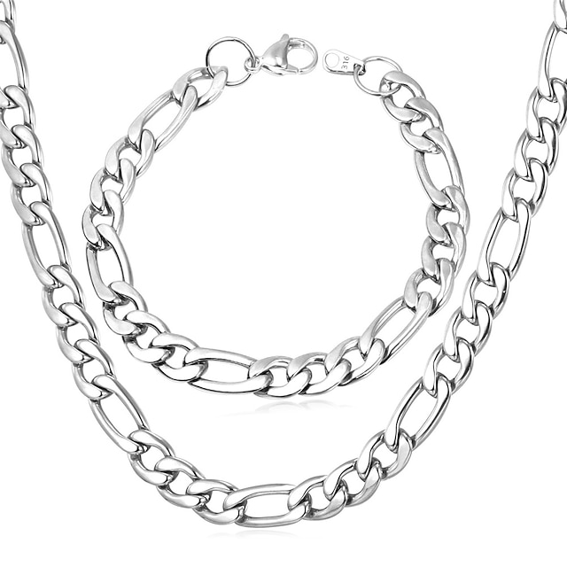  Kædehalskæde For Herre Julegaver Rustfrit Stål Titanium Stål Stål Figaro kæde Chunky Sølv