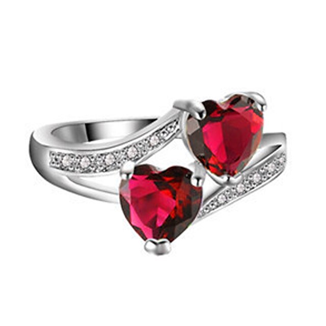  Ring AAA Cubic Zirconia Purple Red Blue Silver-Plated Heart Stylish 1pc 6 7 8 9 10 / Women's / Daily